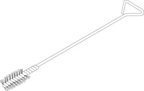 Reinigungsbürste mit einem langen Griff und einer Borstenpartie am Ende, ideal für die Reinigung von schwer zugänglichen Stellen, hergestellt von Bosch.